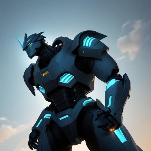 Futuristic Robot Dragon Soaring, Sci-Fi Digital Art