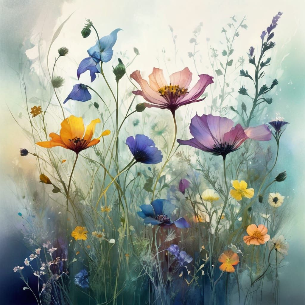 Wildflowers in Vibrant Arabesque Style