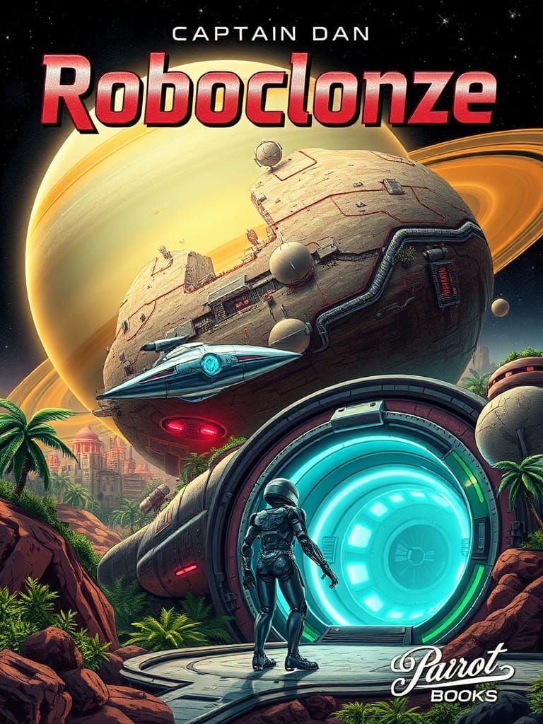 Retro-Futuristic Asteroid City with Roboclonze