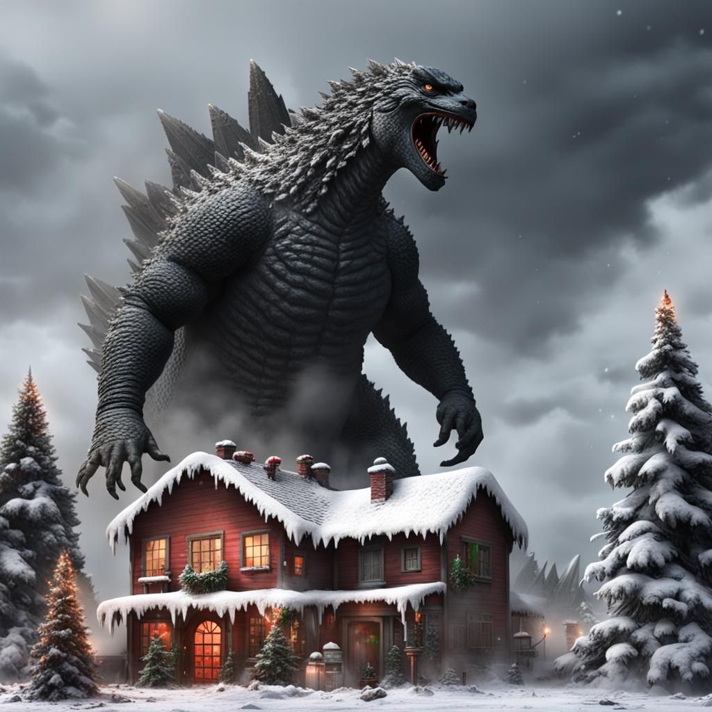Godzilla's Scary Winter Attack on Santa's Workshop