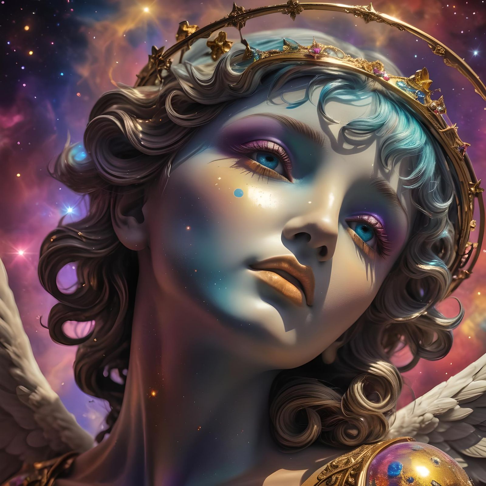 Cosmic Angel in Vivid HDR Colors