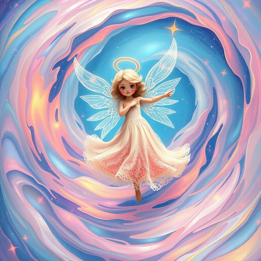 Enchanted Angel Dances in Vibrant Water Vortex