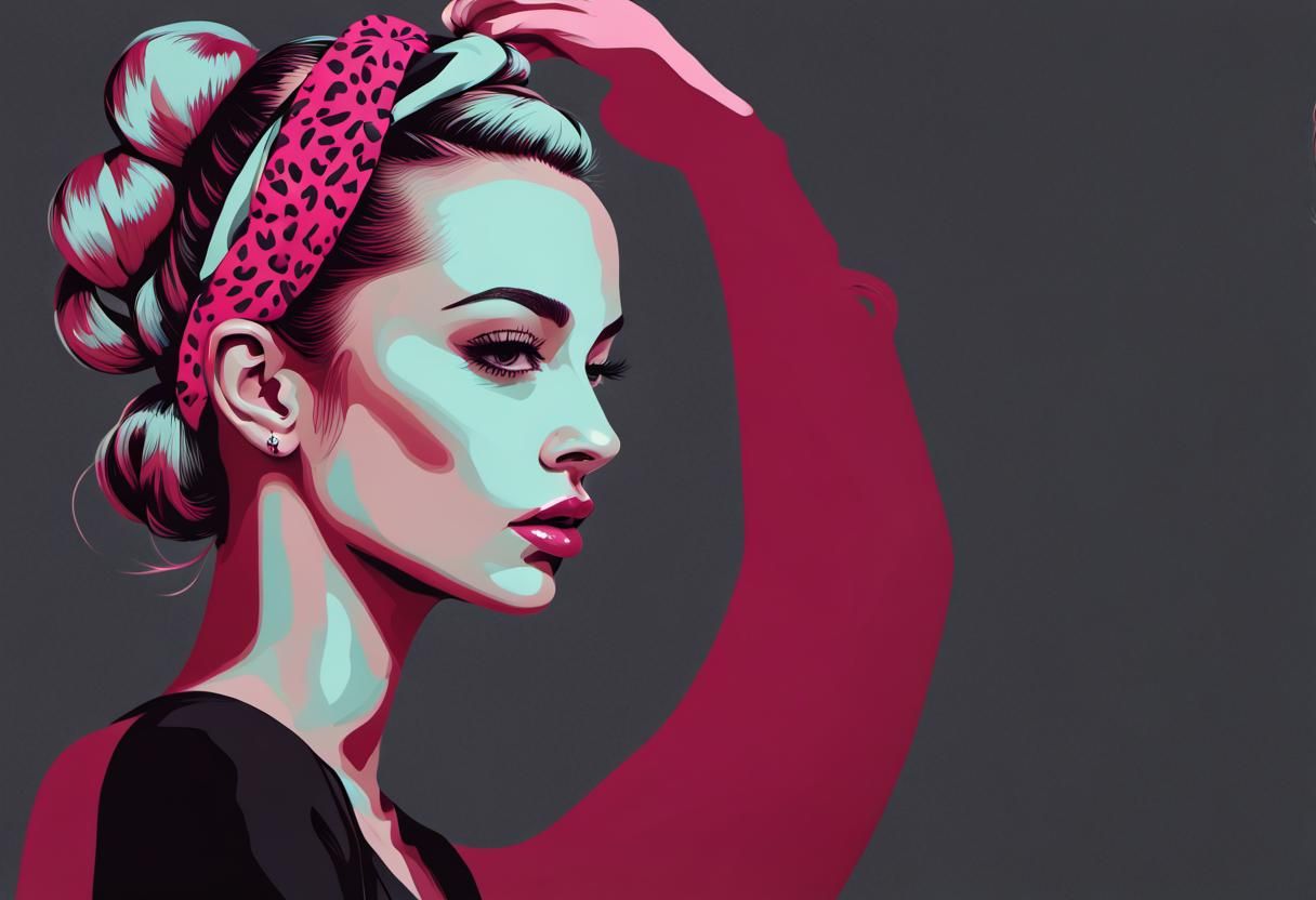 Monochromatic Woman with Pink Leopard Accessories