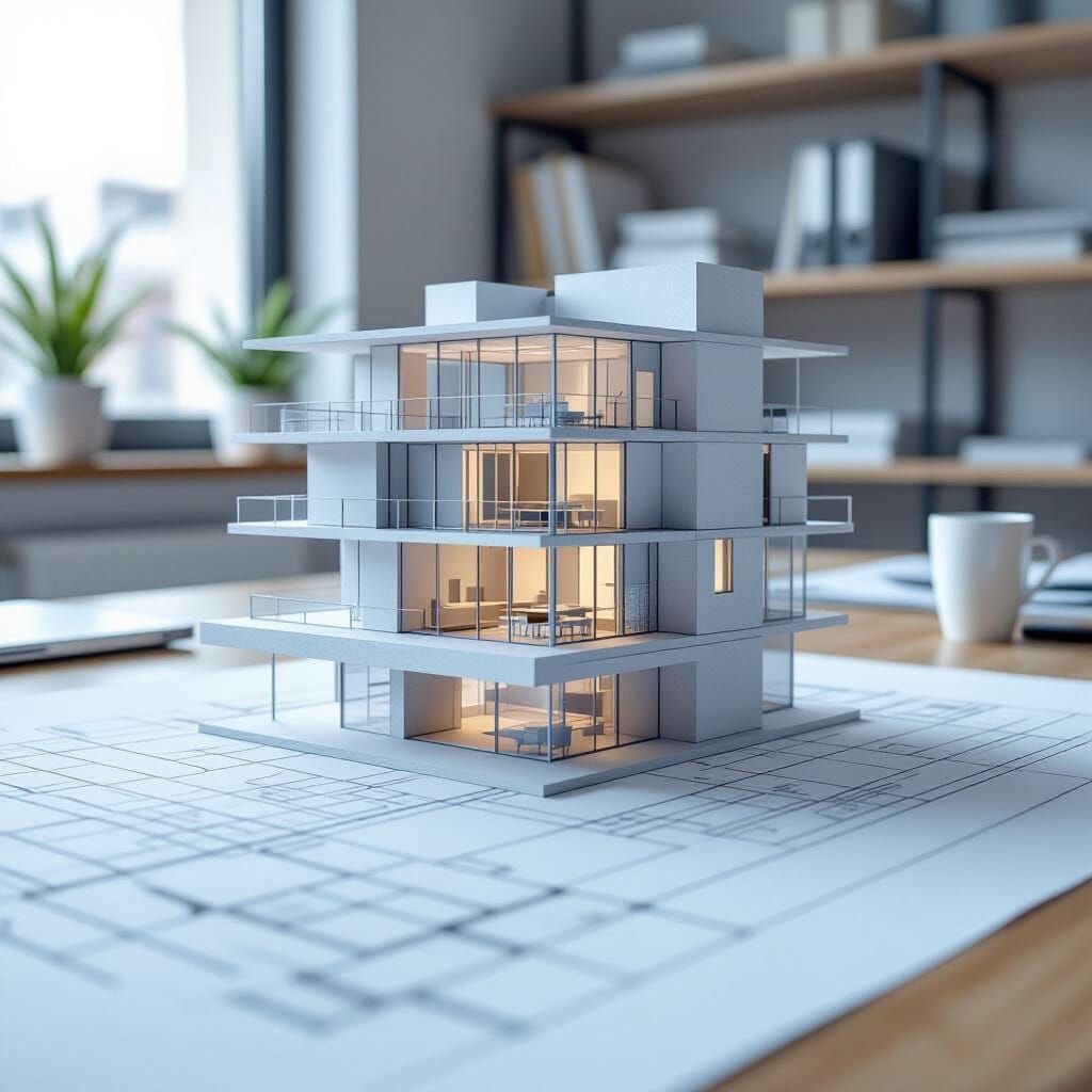 Architectural Blueprint Transforms into 3D Structure