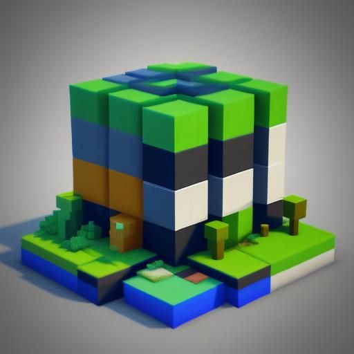 Minecraft Character in Blocky Low Poly Village