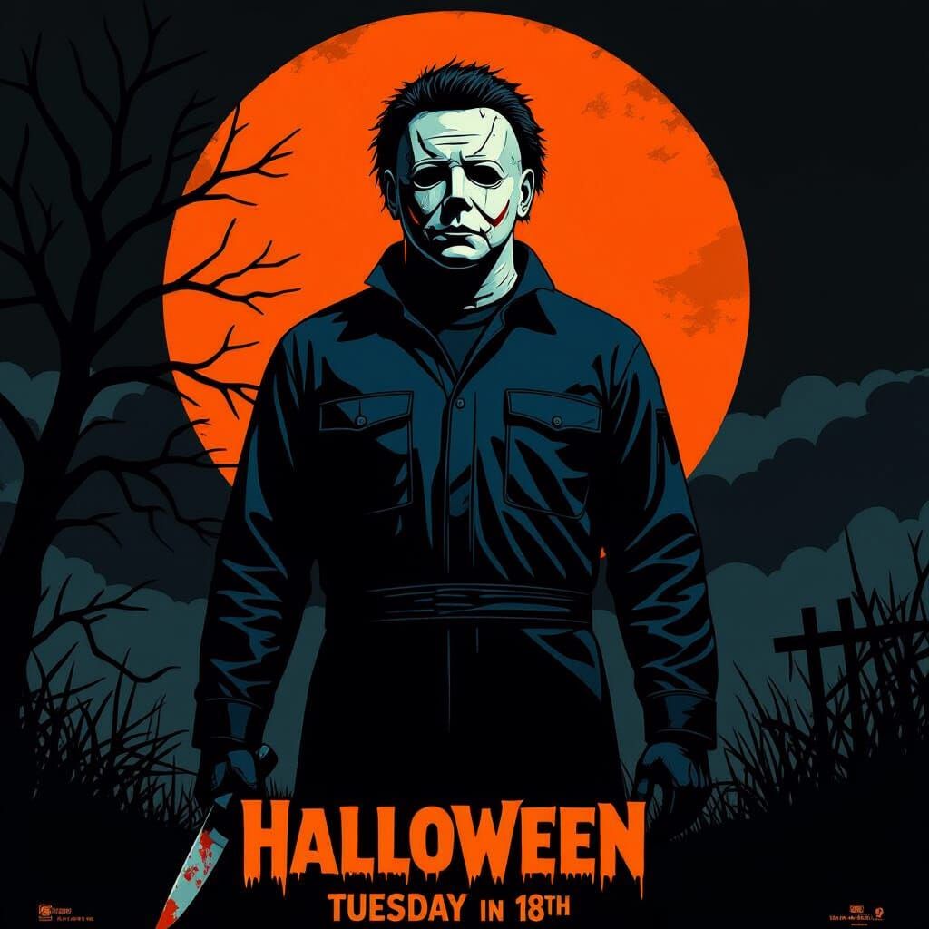 Ominous Michael Myers Halloween Movie Poster