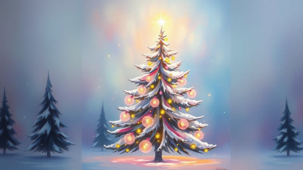 Pastel Christmas Tree in Ethereal Oil Painting Style