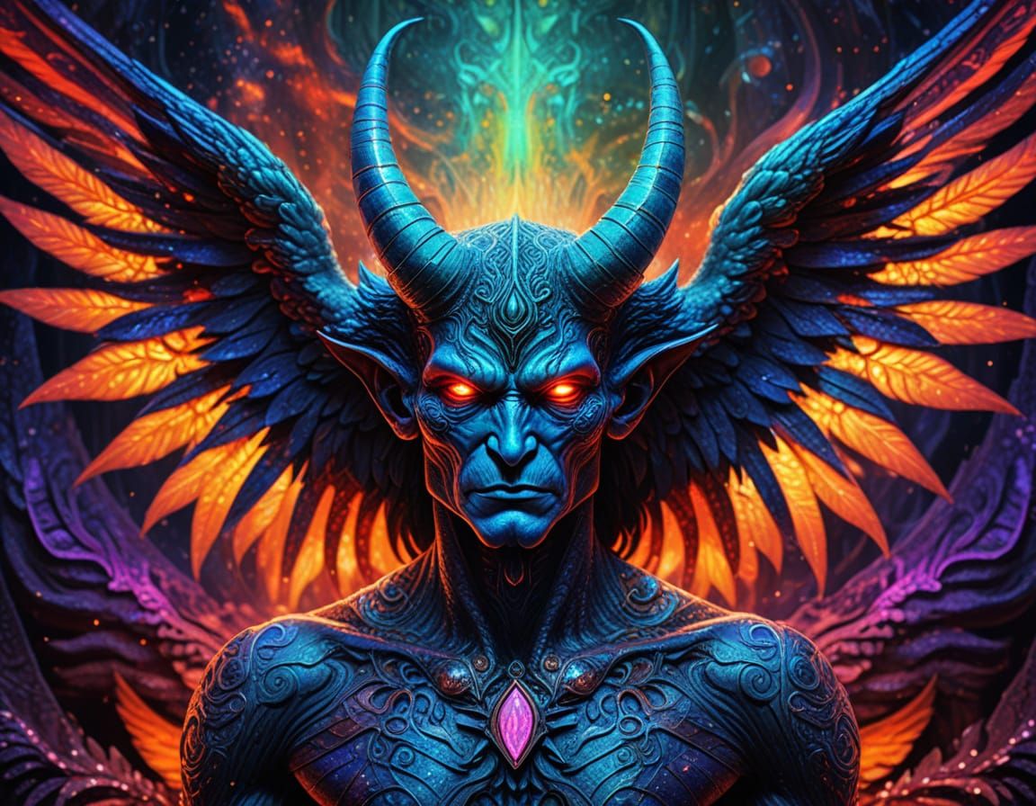 Belial in Mystical Realm: Vibrant Psychedelic Art
