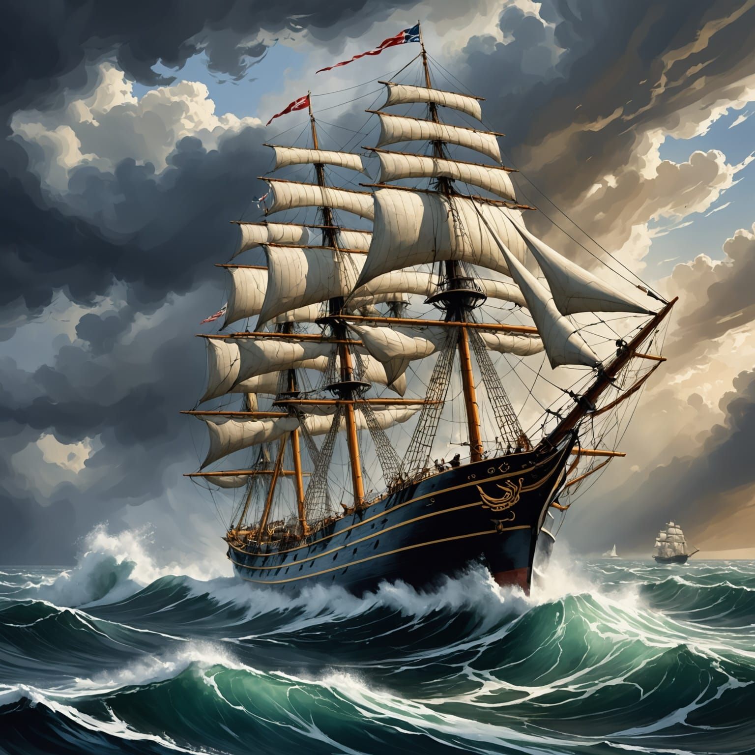 Cutty Sark at Sea: A Dramatic Oil Painting