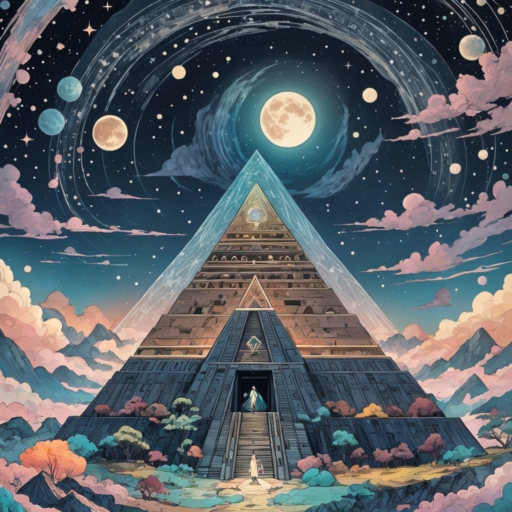 Lunar Pyramid in Anime Style with Stardust