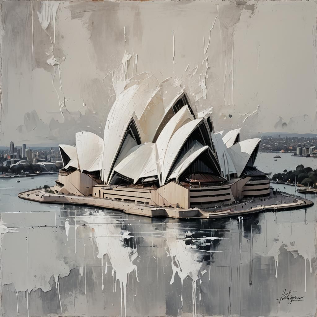 Sydney Opera House in Distressed Grunge Style