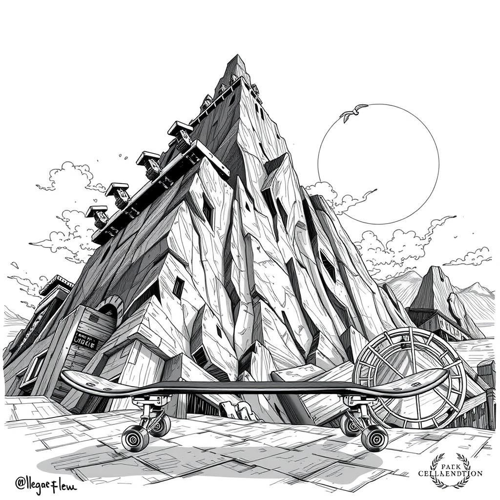 Tectonic Skateboard Art: Bold and Vibrant Design