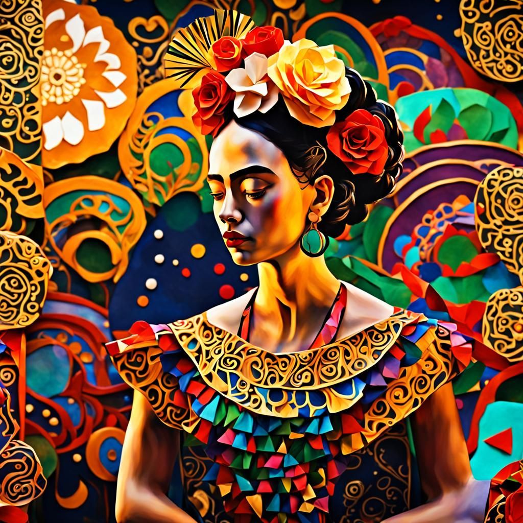 Mexican Girl Dancing in Opera, Klimt-Inspired Art