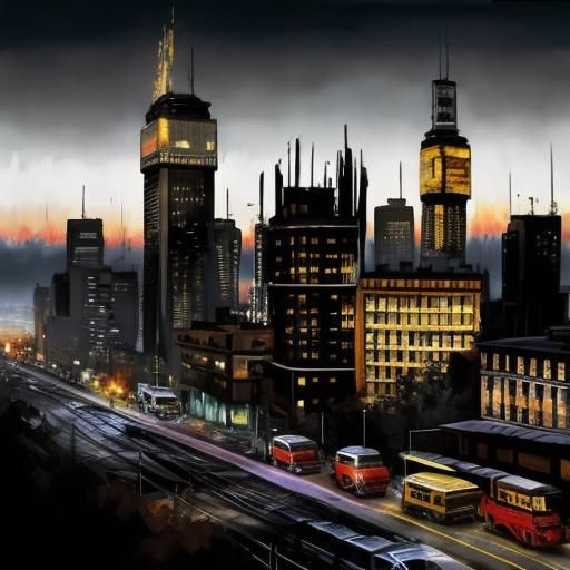 Encaustic Sunrise Landscape with Palette Knife Texture