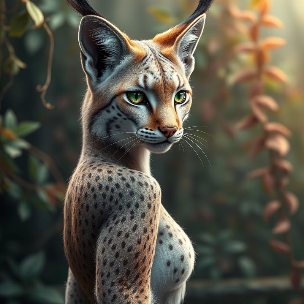 Regal Lynx Maiden in Vibrant Fantasycore