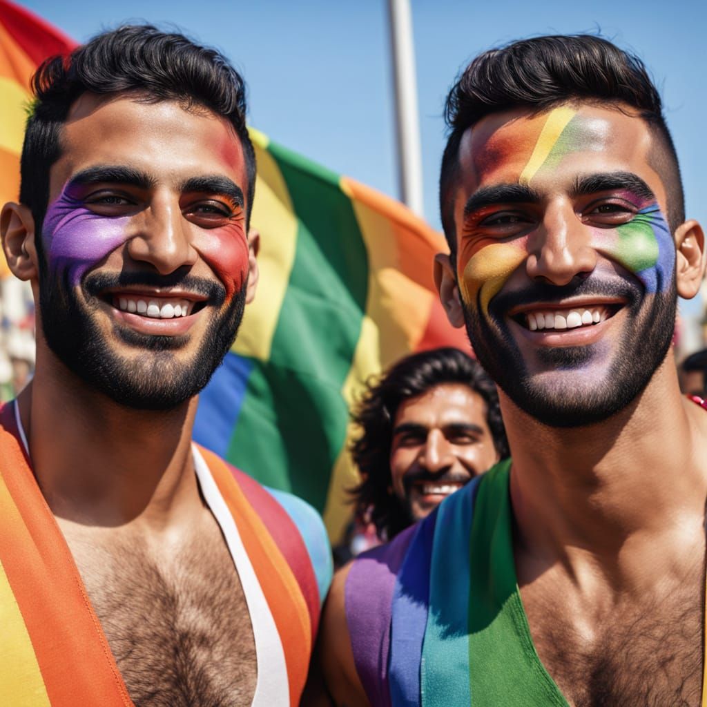 Rainbow Faces at Pride Parade: Hyper-Realistic 8k