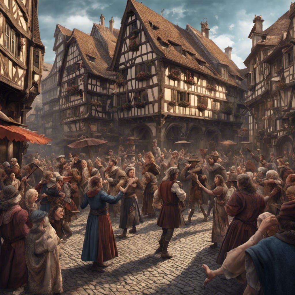 Bewildered Dancers in Strasbourg: A Matte Painting