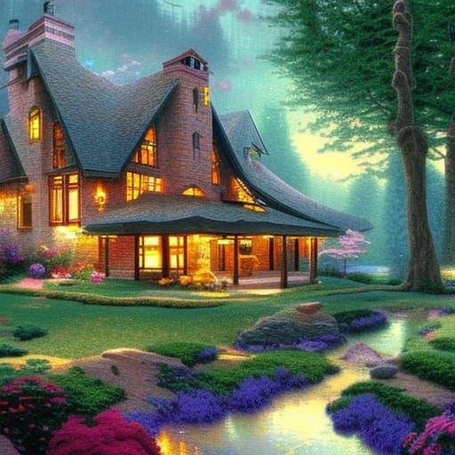 Ethereal Farmhouse Design with Fantasy Landscape