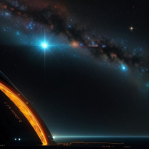 Cosmic Space Cruiser in Warm, Vibrant Hues