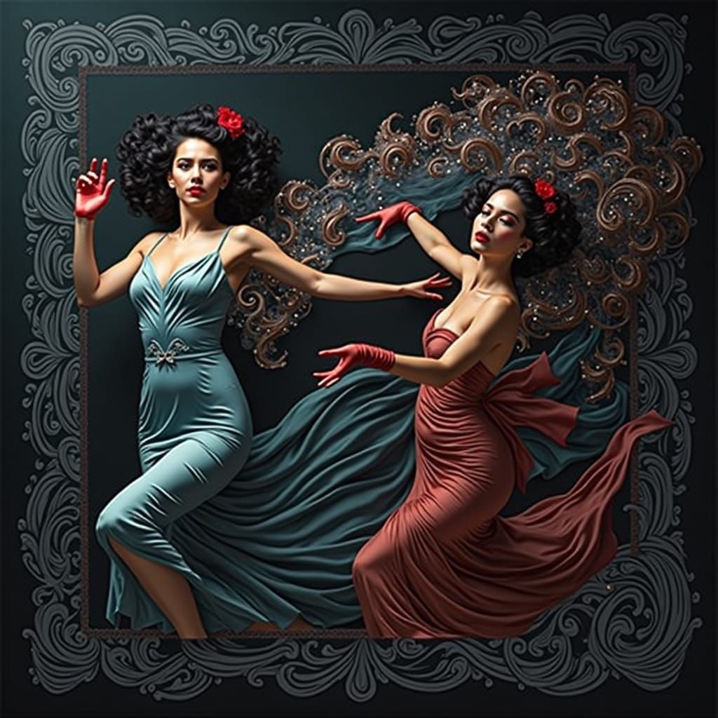 Glamorous Dancer Adorned in Haute Couture and Jewels