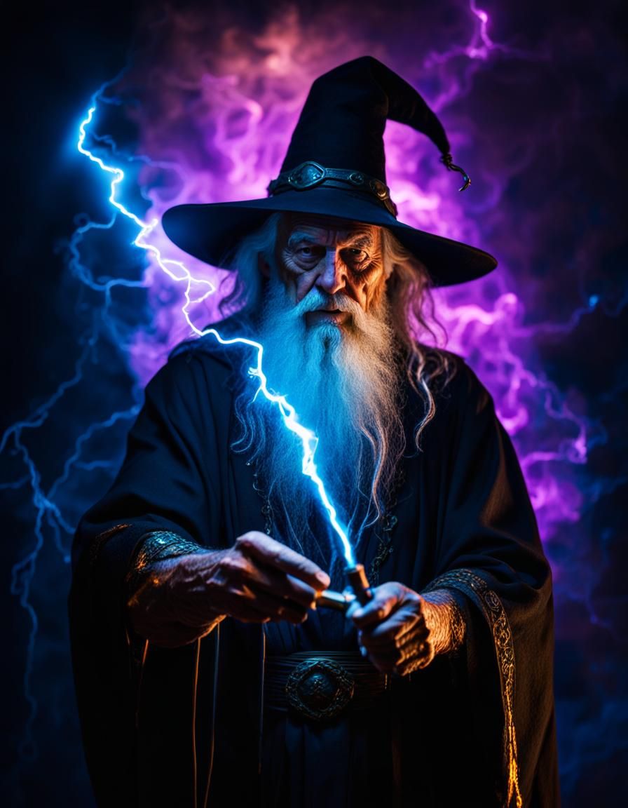 sorcerer with magic wand