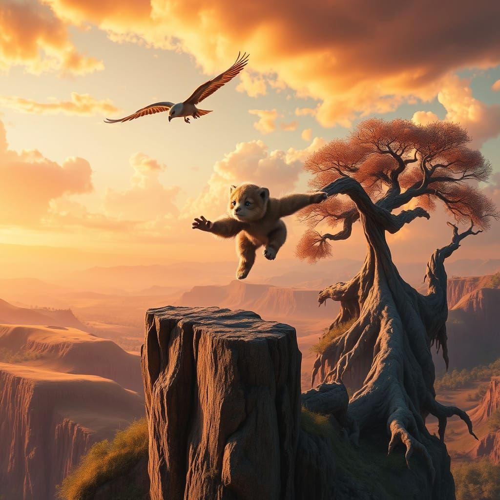 Whimsical Cub on the Edge of Wonder