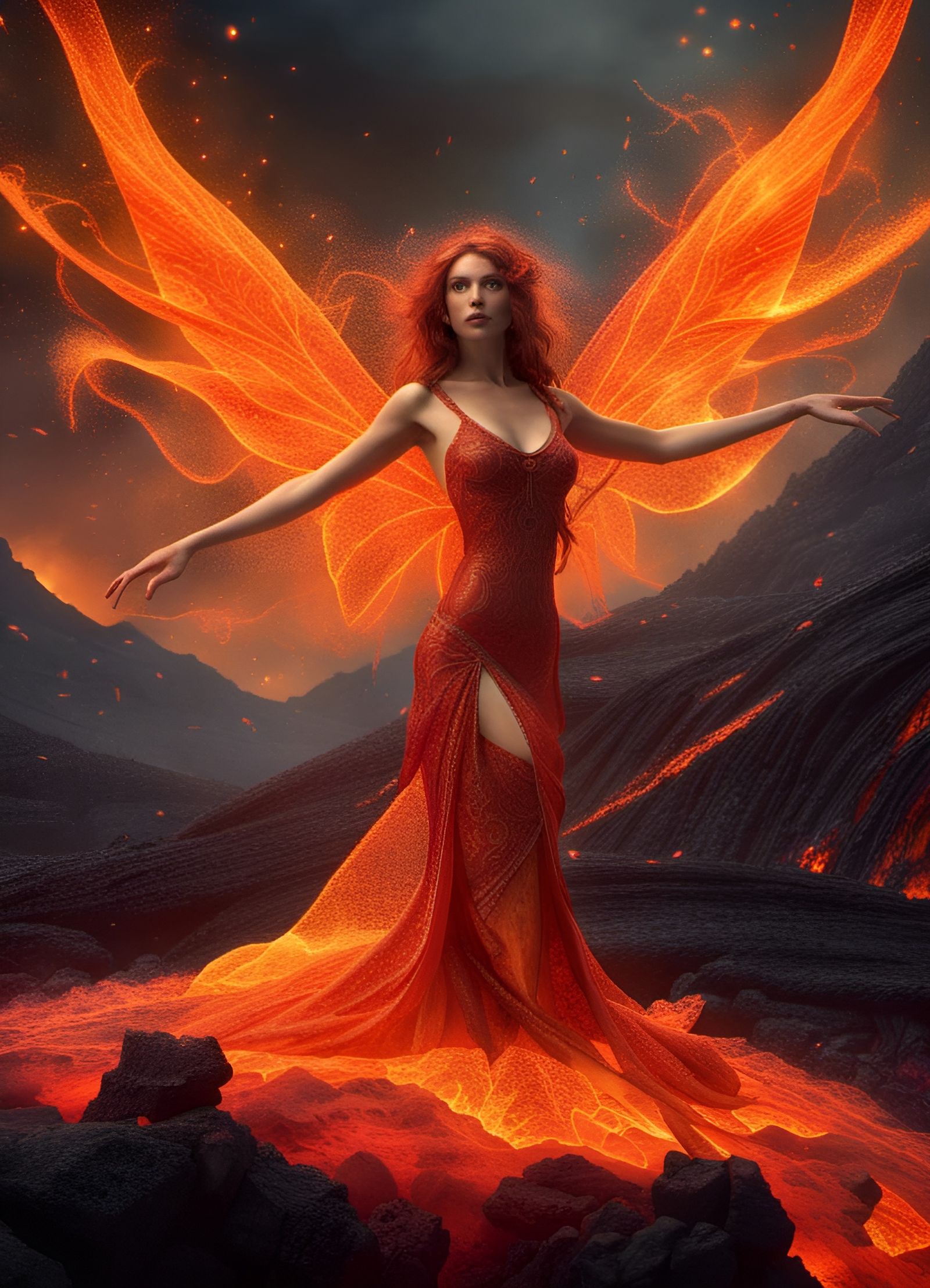 Fire Fairy at a Volcano outburst