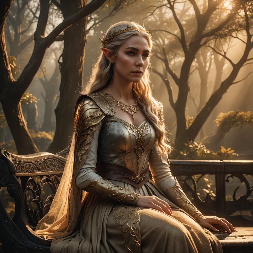 Elven Princess in Golden Hour: A Digital Masterpiece