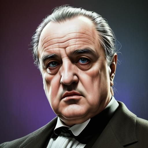 Hyperrealistic Don Corleone Splash Art Portrait