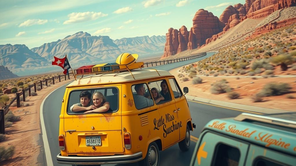 Quirky Family Road Trip in a Vibrant Minivan