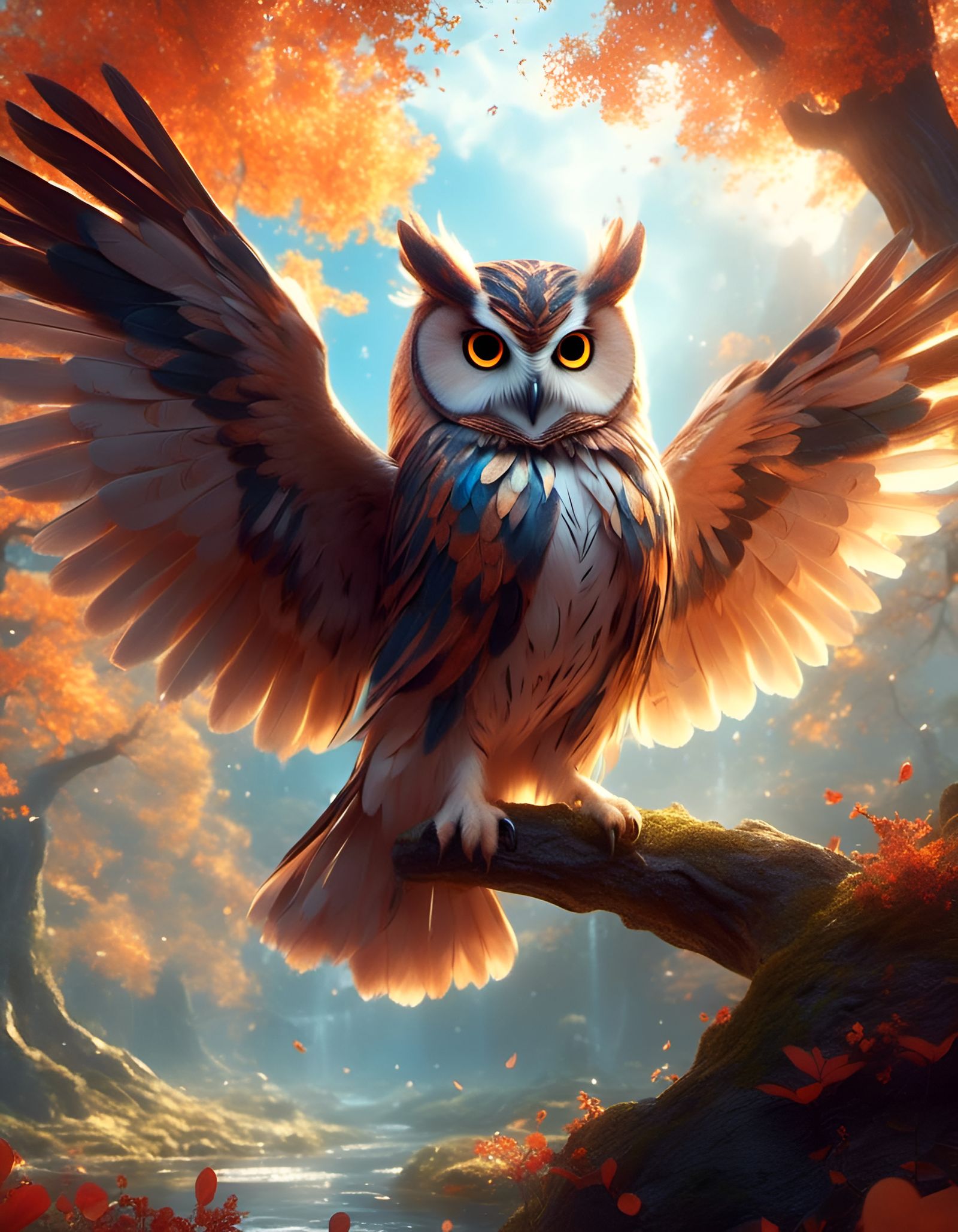 Whimsical Fantasy Owl in Coloring Page Style