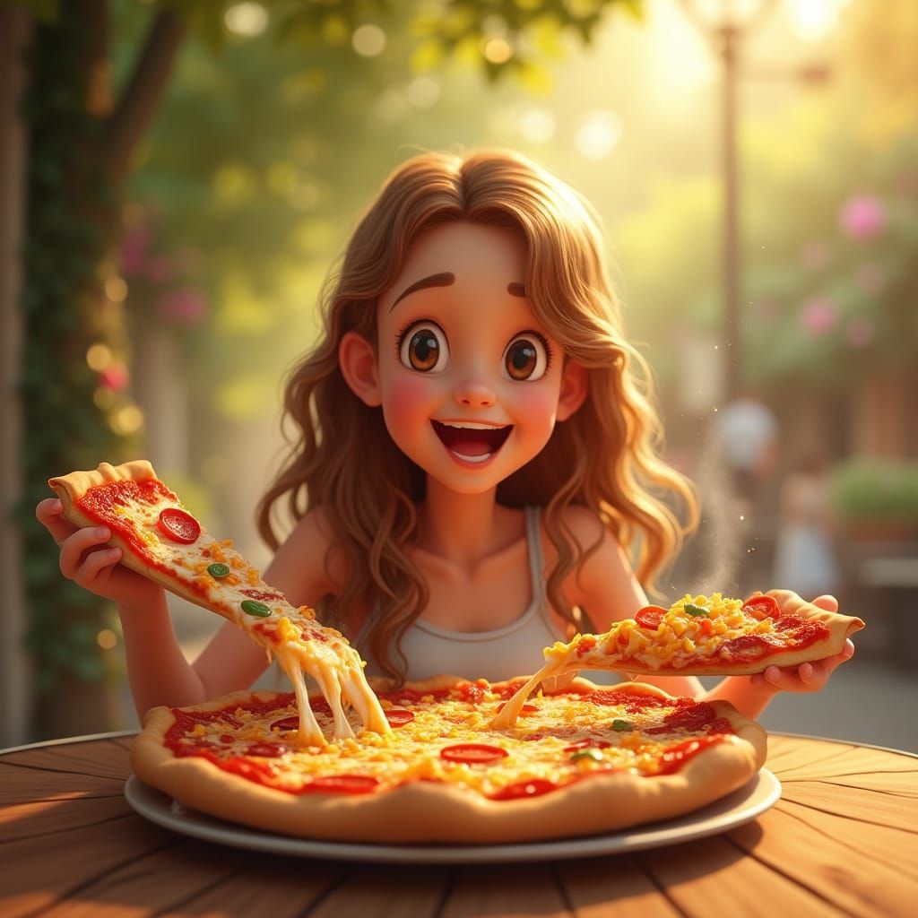 Joyful Person at Sunny Cafe Reaching for Delicious Food