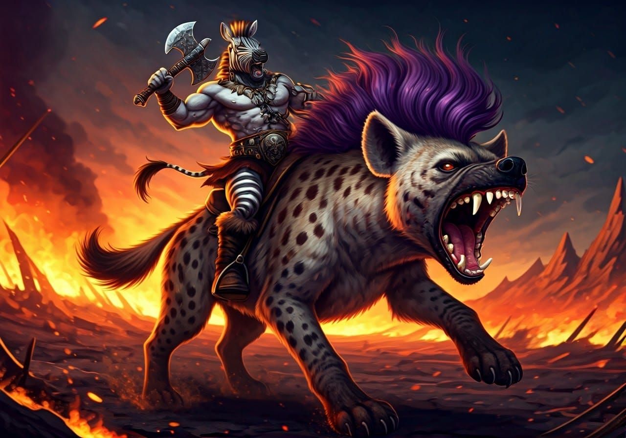 Fierce Zebra Barbarian Conquers Fiery Battlefield