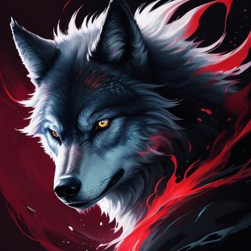 Phosphorescent Wolf Spirit: Hyperrealistic Splash Art