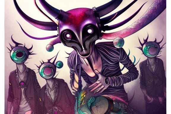 Alien Boyband Concept Art in Comicbook Style