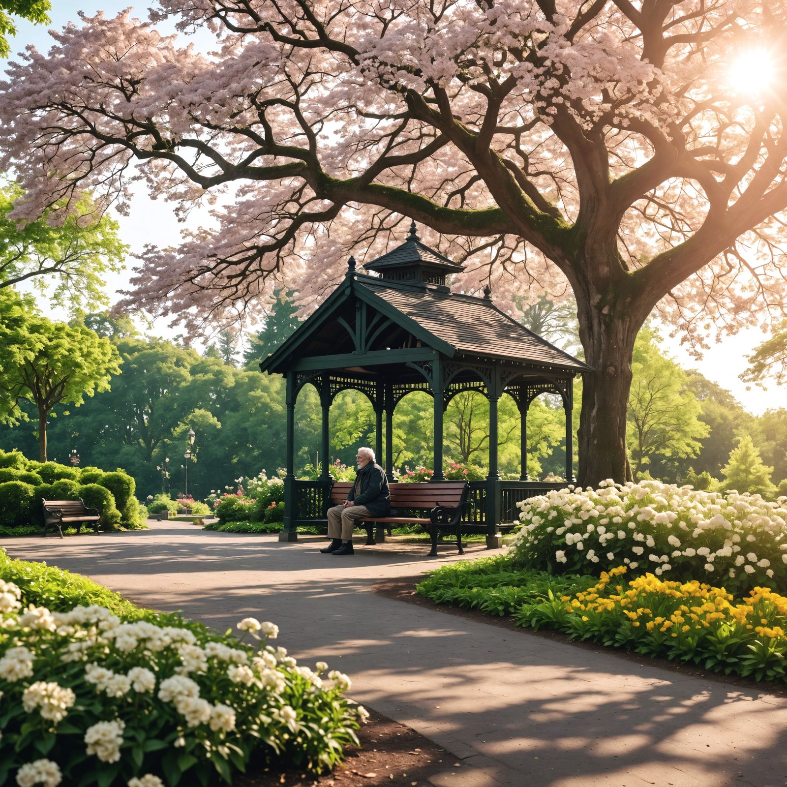 Vintage Gentleman Surrounded by Botanical Wonders