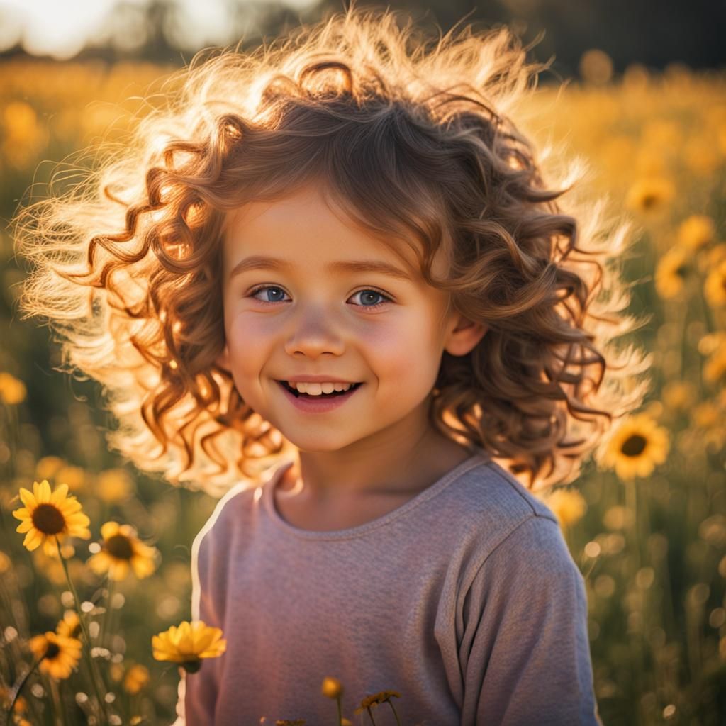 Sunlight Shimmers in a Girl's Hair