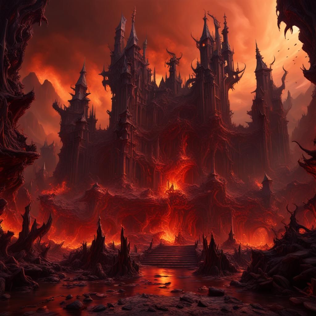 Detailed Matte Painting of a Vision of Hell