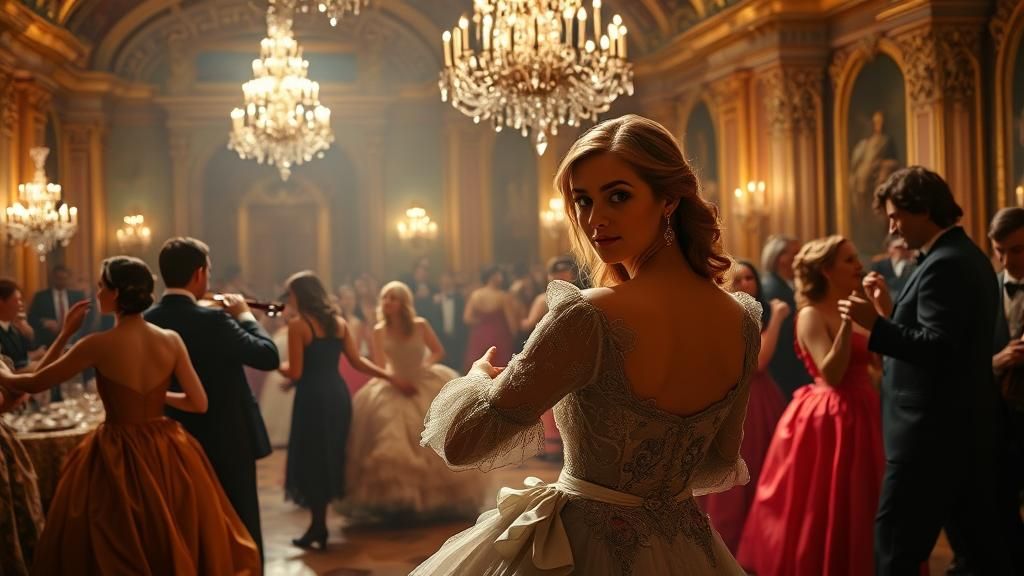 Baroque Masquerade Ball with Dancing Couples