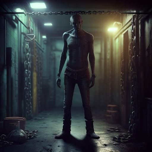 Concrete Hunchback in Dark Prison Cell: Matte Painting