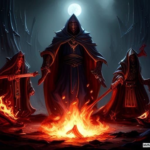 Cultists Summoning a Dark God in Dark Fantasy Style