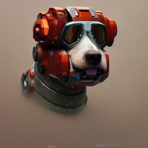 Detailed Robot Dog Portrait in High Resolution