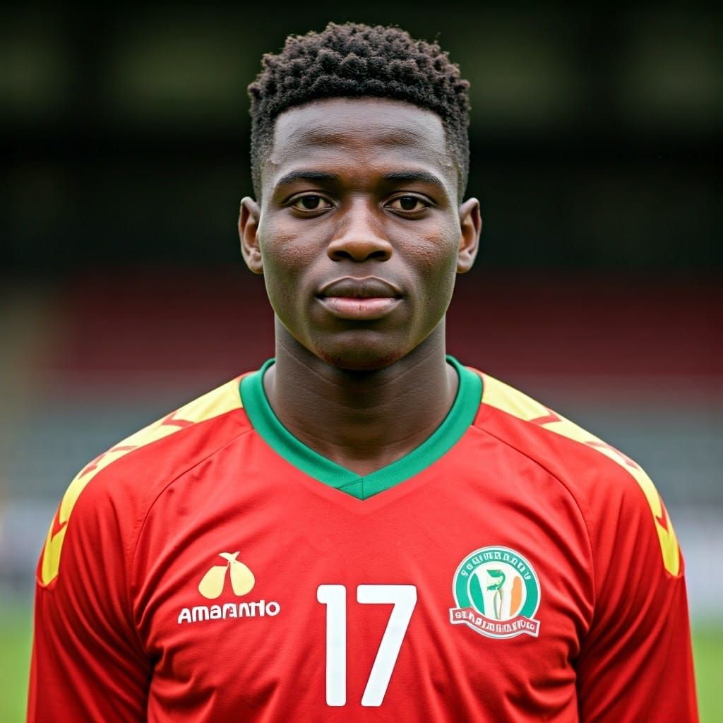 Youthful Malian Footballer in Panini Stickers Style