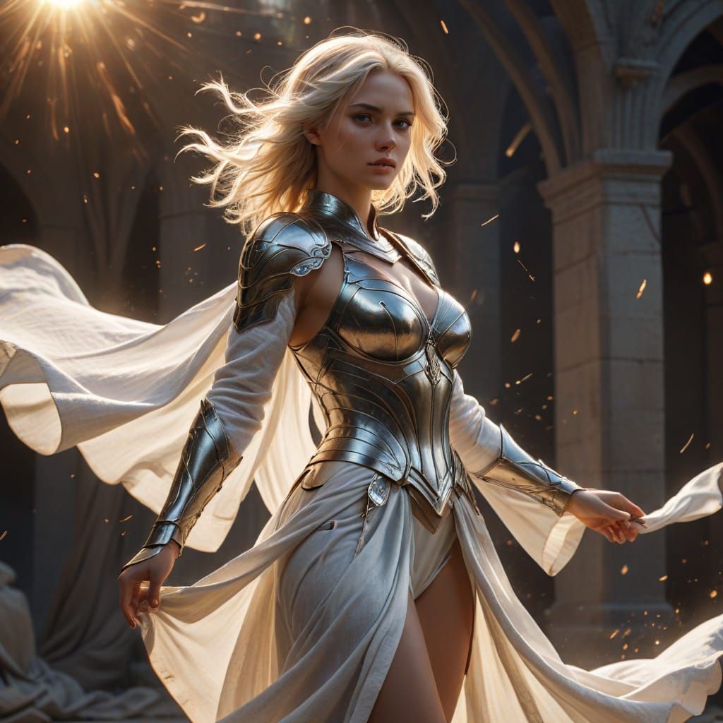 Elegant Maiden in Steel Bikini Armor