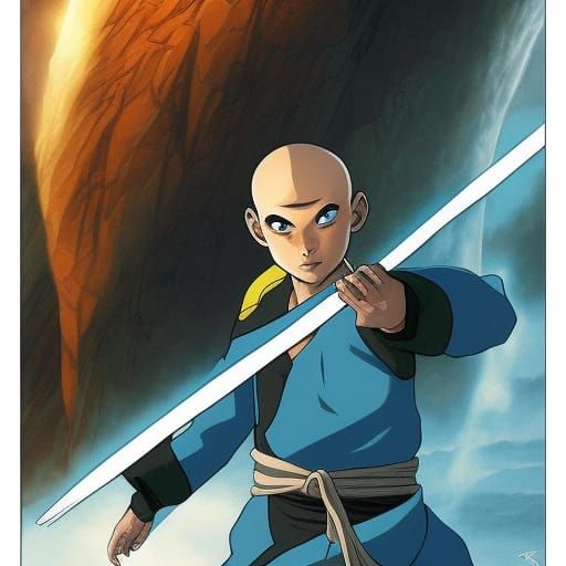Aang from Avatar in Comic Book Art Style