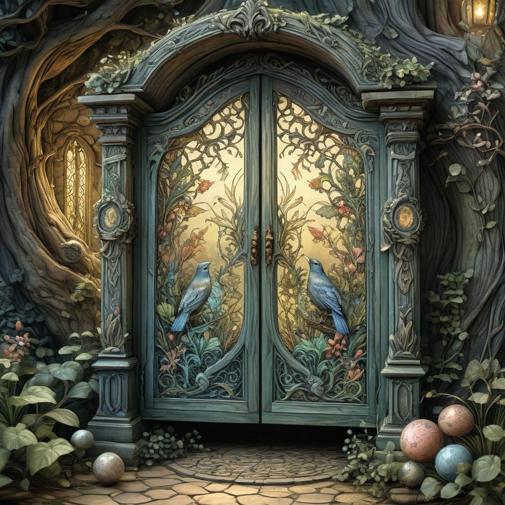 Fantasy World Portal in Whimsical Watercolor Style