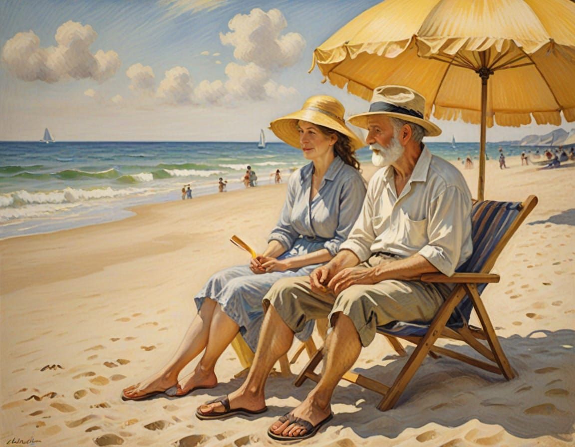 Soothing Beach Scene with Warm Colors and Gentle Waves