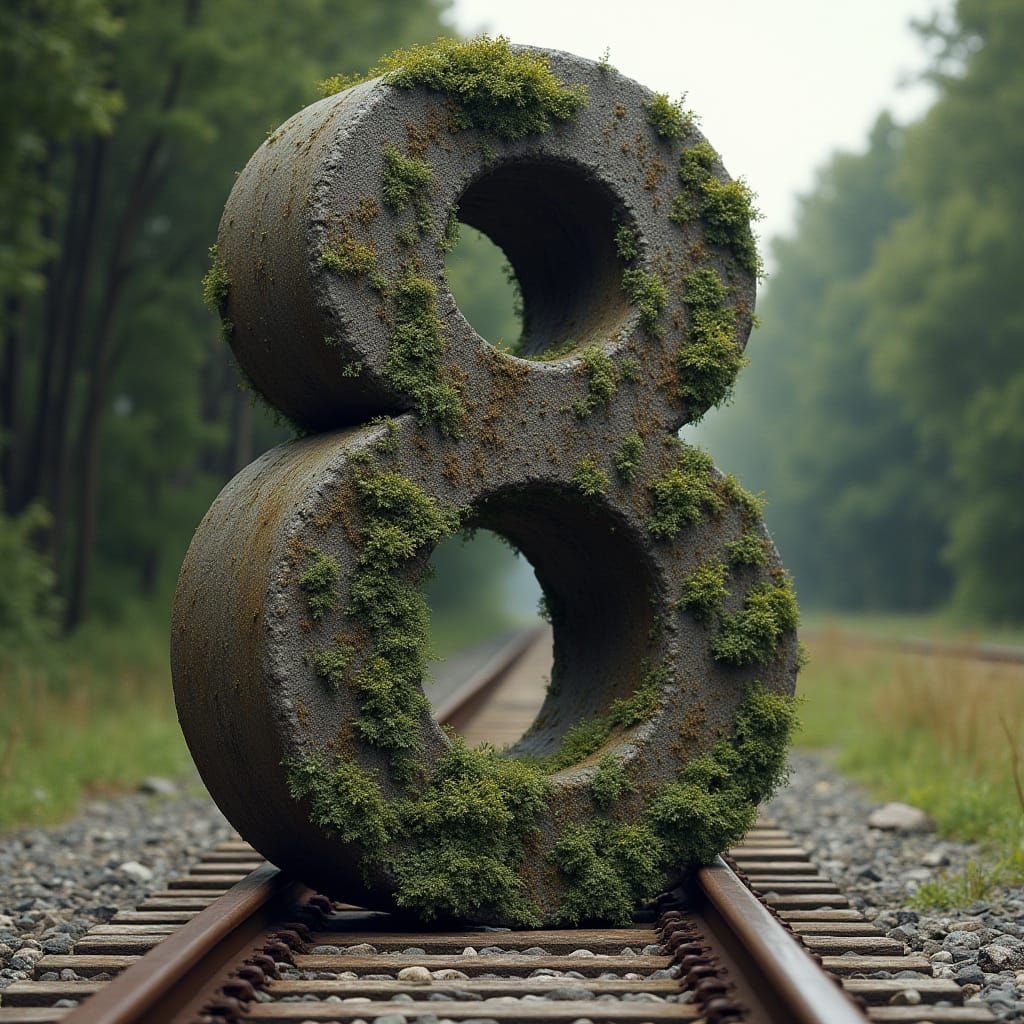 Hyper Realistic Railway Tracks Form the Number 8 Masterpiece