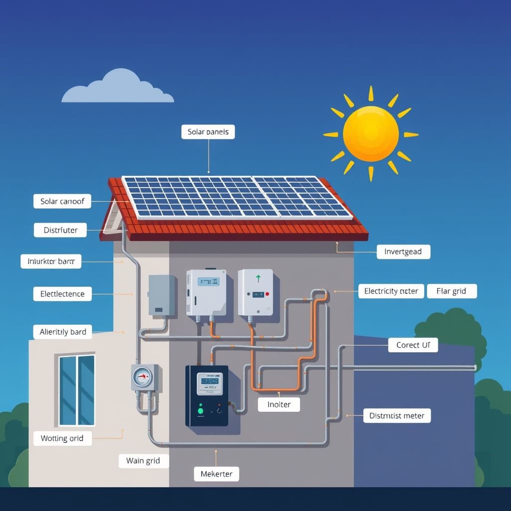 Solar PV System Educational Infographic in 8K