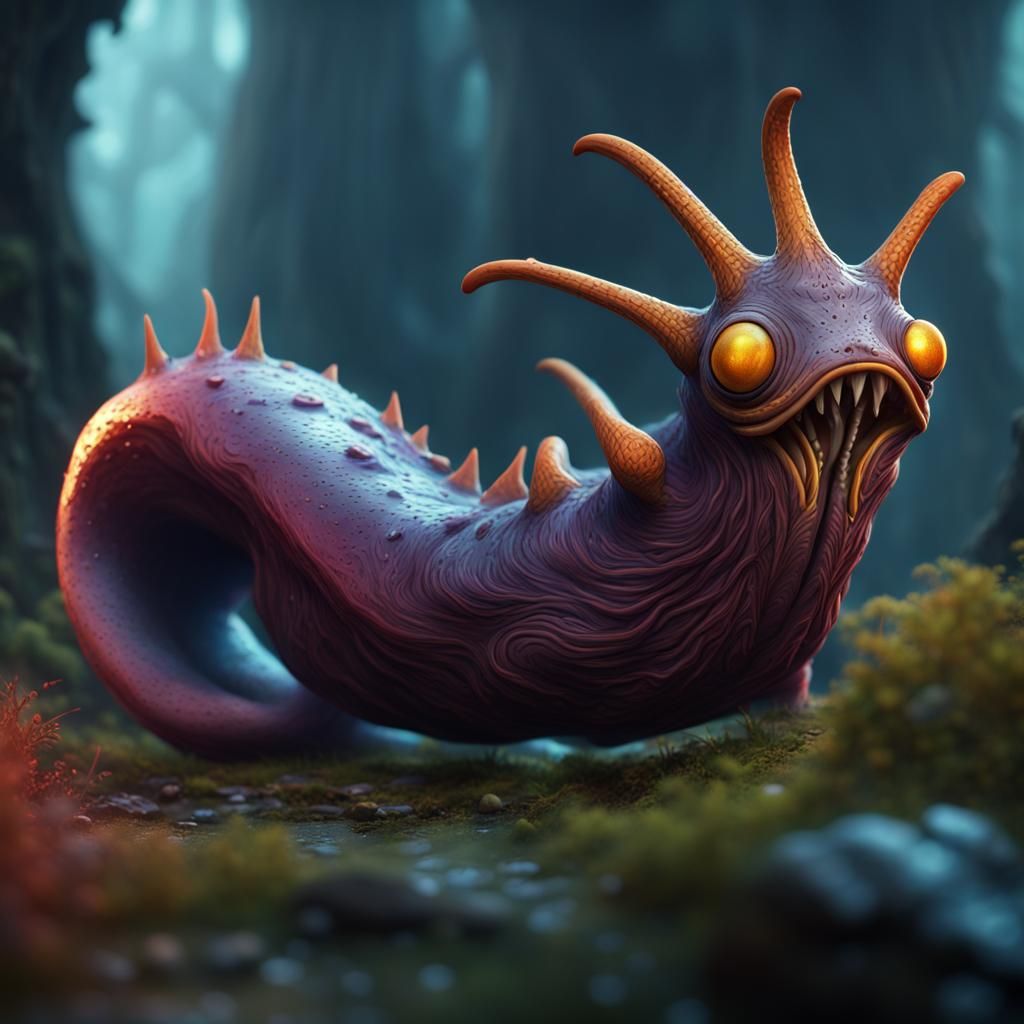 Fantastical Slug Monster in Detailed Digital Painting